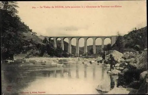 Ak Tournon sur Rhone Ardeche, Viaduc de Duzon