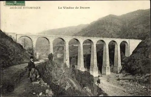 Ak Tournon sur Rhone Ardeche, Le Viaduc de Duzon