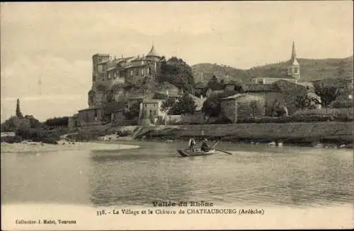 Ak Chateaubourg Ardeche, Ortsansicht, Burg