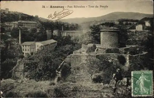 Ak Annonay Ardeche, Parc Riboulon, Tour du Peuple