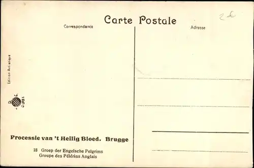 Ak Brügge Brügge Flandern Westflandern, Prozession des Heiligen Blutes, Gruppe der englischen Pilger