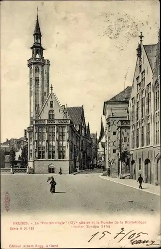 Ak Brügge Brügge Flandern Westflandern, Die Pooterslogie und die Veranda der Bibliothek