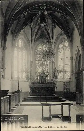 Ak Biville Seine Maritime, Innenraum der Kirche