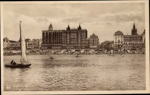 Ak Blankenberghe Blankenberge Westflandern, Hotel Continental, Hotel Excelsior, Segelboot