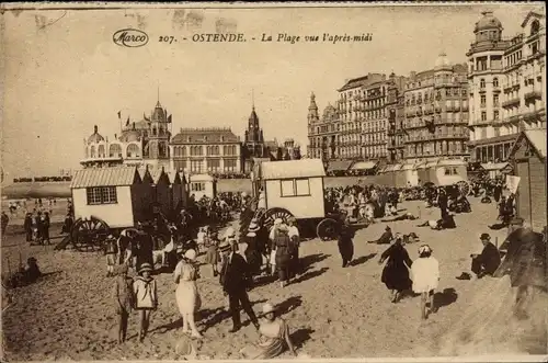 Ak Oostende Ostende Westflandern, La Plage vue l'apres-midi