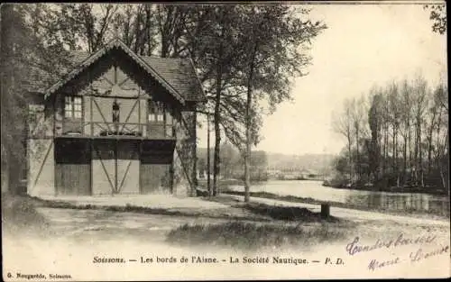 Ak Soissons-Aisne, Die Ufer der Aisne, The Nautical Company