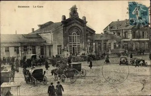 Ak Soissons-Aisne, La Gare