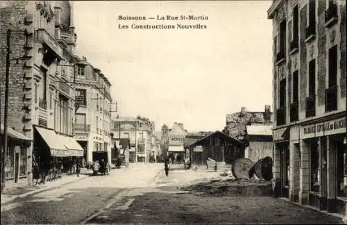 Ak Soissons-Aisne, Rue Saint-Martin, Neubauten
