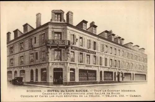 Ak Soissons Aisne, Hotel du Lion Rouge