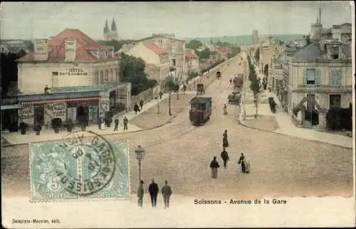 Ak Soissons-Aisne, Avenue de la Gare