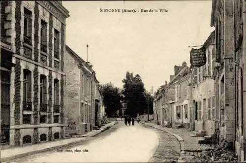 Ak Sissonne Aisne, Stadtstraße