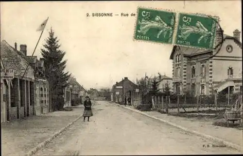 Ak Sissonne Aisne, One Street