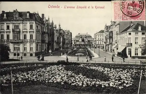 Ak Ostende Ostende Westflandern, Avenue Leopold, Kursaal