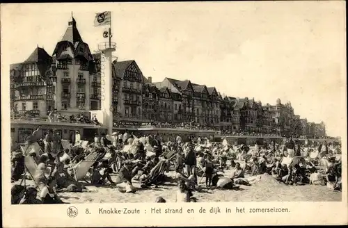 Ak Zoute Knokke Heist Westflandern, Der Strand und der Deich in der Sommersaison