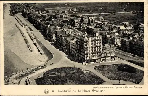 Ak Wenduine Wenduyne De Haan Westflandern, Luftaufnahme des Badeortes