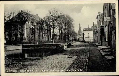 Ak Zierikzee Zeeland, St. Lievens Münsterkirche, Rathaus