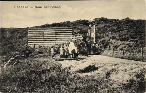 Ak Renesse Schouwen-Duiveland Zeeland, Weg zum Strand, Dünen