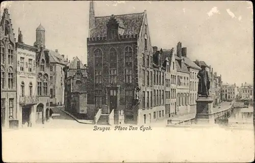 Ak Brügge Brügge Flandern Westflandern, Place Van Eyck