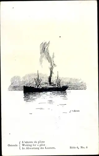 Künstler Ak Royen, Oostende Ostende Westflandern, In Abwartung des Lootsen
