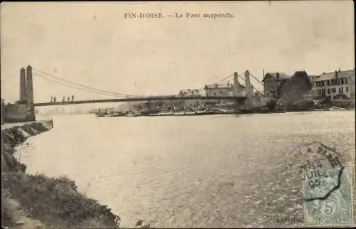 Ak Conflans Sainte Honorine Yvelines, La Fin de Oise, Hängebrücke