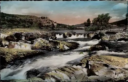 Ak Bagnols sur Cèze Gard, Le Village de la Roque, Cascades du Sautadet