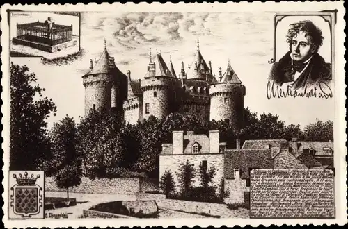 Ak Combourg Ille et Vilaine, Schloss, Portrait, Wappen