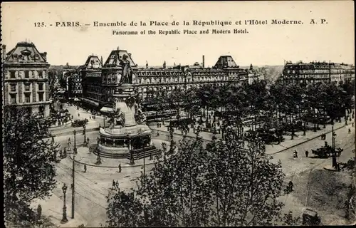 Ak Paris III, Place de la République, Hotel Moderne