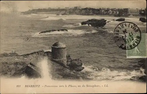Ak Biarritz Pyrénées Atlantiques, Leuchtturm, vom Semaphor aus gesehen