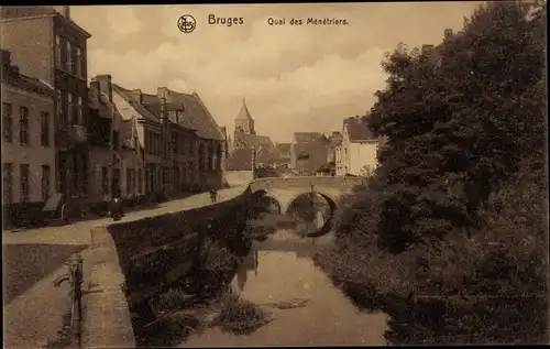 Ak Brügge Brügge Flandern Westflandern, Quai des Ménétriers