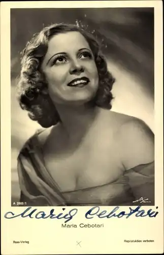 Ak Schauspielerin und Opernsängerin Maria Cebotari, Portrait, Autogramm