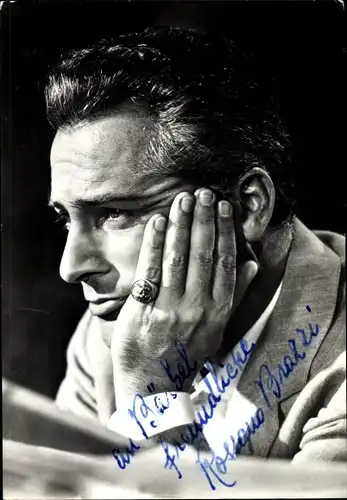 Ak Schauspieler Rossano Brazzi, Portrait, Autogramm