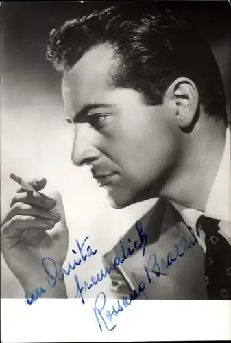 Ak Schauspieler Rossano Brazzi, Portrait, Profilansicht, Autogramm