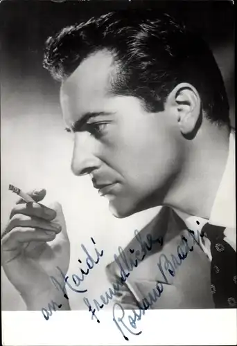 Ak Schauspieler Rossano Brazzi, Portrait, Profilansicht, Autogramm