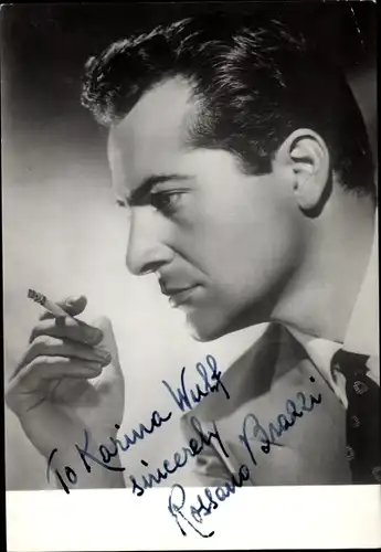 Ak Schauspieler Rossano Brazzi, Portrait, Profilansicht, Autogramm