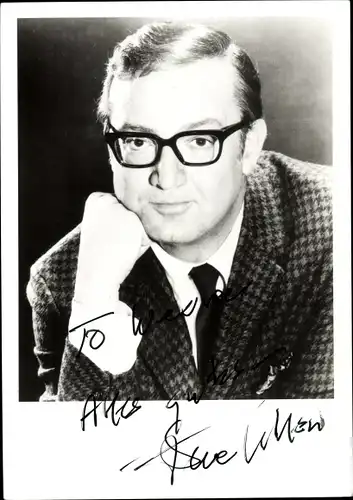 Foto Schauspieler Komiker und Musiker Steve Allen, Portrait, Autogramm