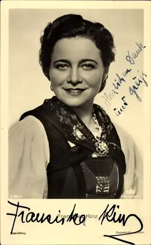 Ak Schauspielerin Franziska Kinz, Portrait, Autogramm