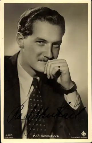 Ak Schauspieler Karl Schönböck, Portrait, Ross Verlag Nr. A 3051/1, Autogramm