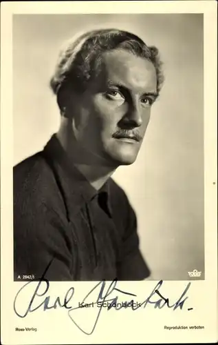Ak Schauspieler Karl Schöneböck, Portrait, Ross Verlag A 2842/1, Autogramm