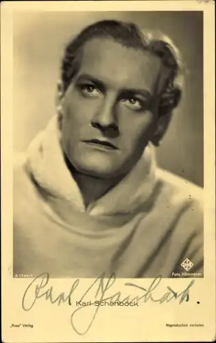 Ak Schauspieler Karl Schönböck, Portrait, Autogramm