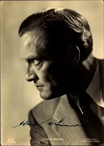 Ak Schauspieler Hans Stüwe, Portrait, Ross G 83, Autogramm