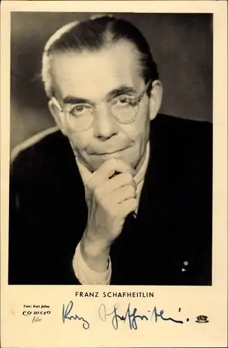 Ak Schauspieler Franz Schafheitlin, Portrait in Denkerpose, Autogramm