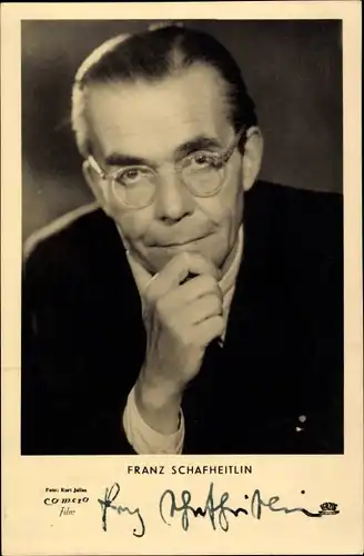 Ak Schauspieler Franz Schafheitlin, Portrait in Denkerpose, Autogramm