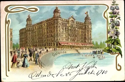 Lithographie Ostende Ostende Westflandern, Hotel Continental