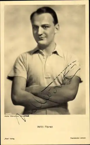 Ak Schauspieler Willi Forst, Portrait, Ross Verlag, Autogramm