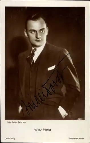 Ak Schauspieler Willi Forst, Portrait, Autogramm