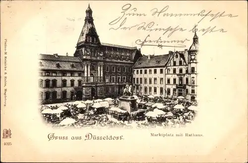 Ak Düsseldorf am Rhein, Marktplatz, Rathaus