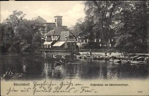 Ak Düsseldorf am Rhein, Fischerhaus, Schwanenspiegel