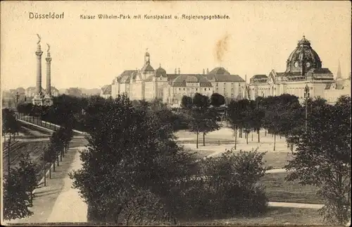 Ak Düsseldorf am Rhein, Kaiser Wilhelm-Park, Kunstpalast, Regierungsgebäude