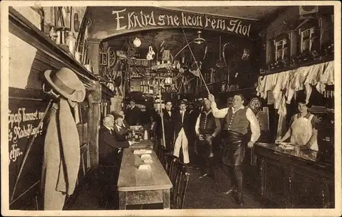 Ak Düsseldorf am Rhein, Radschlägermuseum, Mühlenstraße 8, Innenansicht, Gastwirt