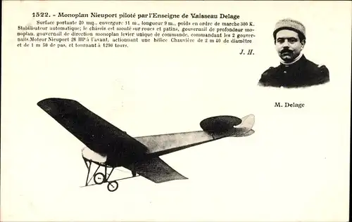 Ak Monoplan Nieuport, gesteuert von Delage